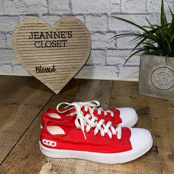 H-E-B HEB Grocery Red Shoes Womens Size 9.5 Mens 8 Canvas Oil Resistant - Picture 9 of 13